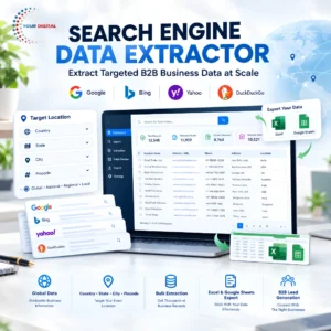 Search Engine Data Extractor by Your Digital for global B2B business data extraction, location-based targeting, and Excel and Google Sheets export.